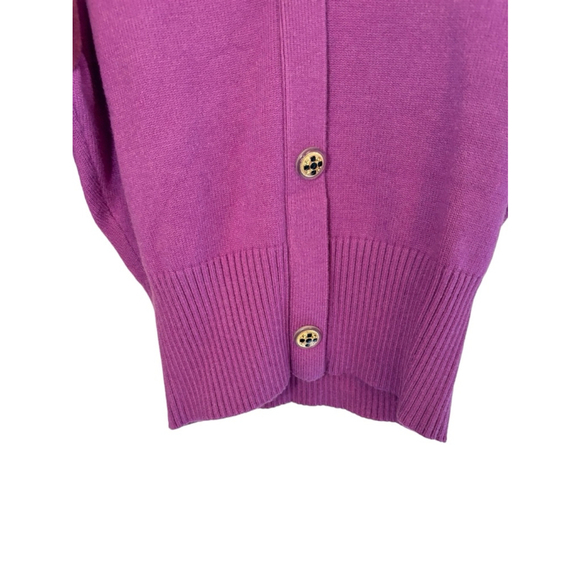 Herlian Knit Purple Short Sleeve Button Up Cardigan Sweater Women’s Size Large - Picture 7 of 9